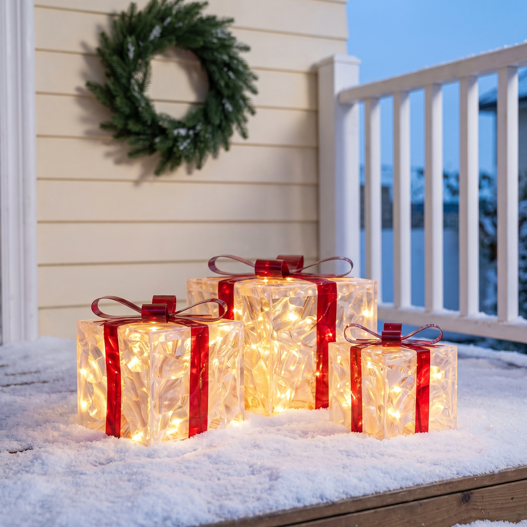 Lighted Christmas gift boxes, Style 2, Christmas home decor