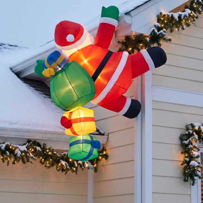 Christmas Inflatables Climbing Santa, LED Lighted Outdoor Decoration