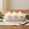 Rechargeable tea lights with remote, set of 6, Christmas home decor