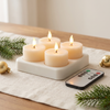 Rechargeable tea lights with remote, set of 4, Christmas home decor