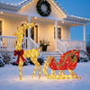Lighted reindeer and sleigh, Gold, Christmas home decor