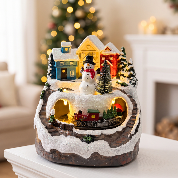 Animated Christmas Village with Music, Light Up Village Scene