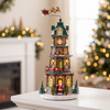 Animated Christmas Village with Music, Light Up Village Scene - Christmas Clock Tower