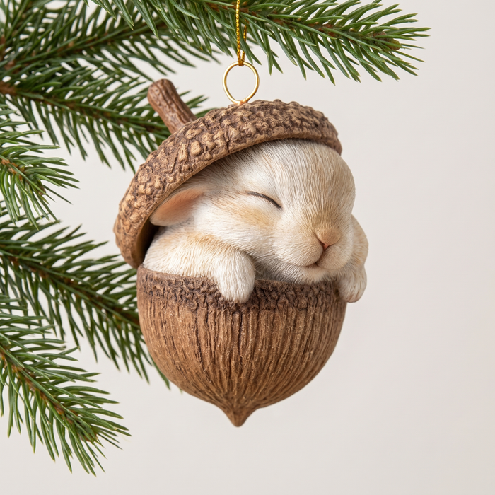 Woodland Christmas Ornament, Flat Acrylic Acorn Animal, 6 Styles