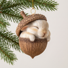Woodland Christmas Ornament, Hand Painted Acorn Animal, 6 Styles - Rabbit