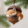 Woodland Christmas Ornament, Hand Painted Acorn Animal, 6 Styles - Fox
