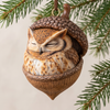 Woodland Christmas Ornament, Hand Painted Acorn Animal, 6 Styles - Owl