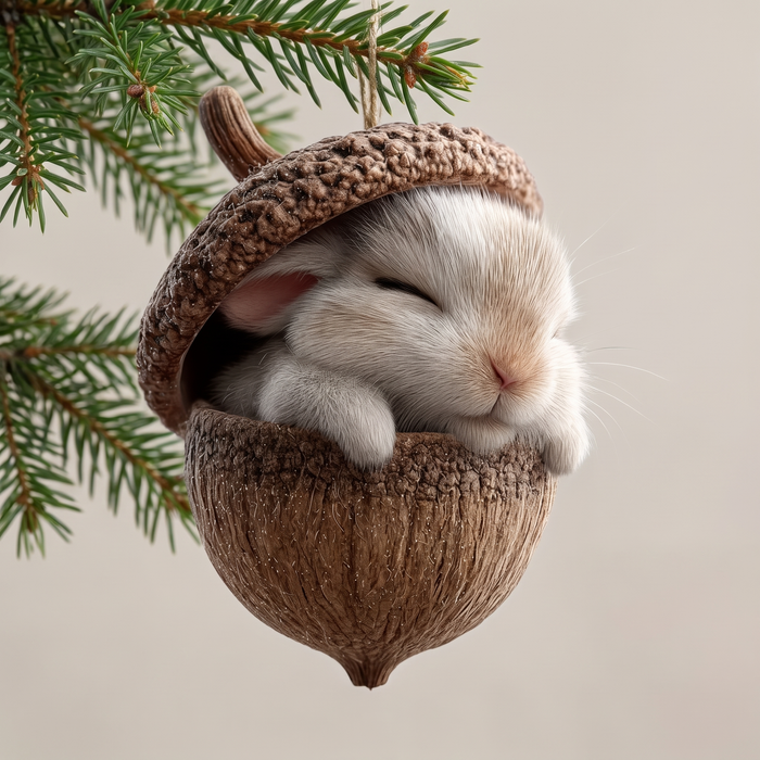 Plush Christmas Ornament, Soft Woodland Animal in Acorn, 6 Styles