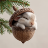 Plush Christmas Ornament, Soft Woodland Animal in Acorn, 6 Styles - Rabbit