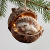 Plush Christmas Ornament, Soft Woodland Animal in Acorn, 6 Styles - Hedgehog