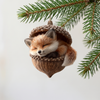 Plush Christmas Ornament, Soft Woodland Animal in Acorn, 6 Styles - Fox