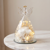 Preserved Rose in Glass Dome with Angel and LED Lights, 6 Colors - White