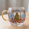 Christmas Glass Mug, Hot Cocoa Mug, Gingerbread or Tree Design - Christmas Tree