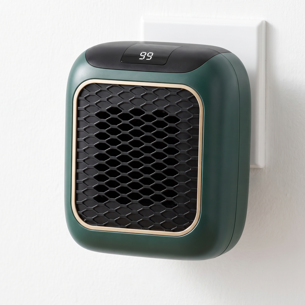 Plug In Wall Heater, Quiet Outlet Heater, Cool Touch, 3 Colors - Green