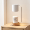 Wax Warmer Lamp with Wood Base, Dimmable Candle Lamp with Timer - White