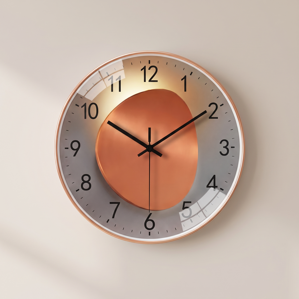 Moon Wall Clock, Silent Glass Clock with Glow Design, 8 to 16 Inch - Style Orange