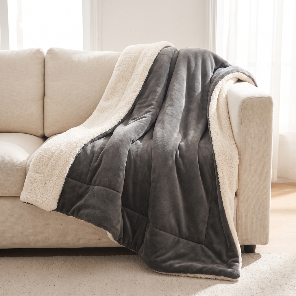 Flannel Throw Blanket, Soft Lightweight Couch Blanket, 10 Colors - Black
