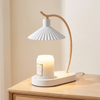 Modern Candle Warmer Lamp, Nordic Metal and Wood, LED Bulb Included - White