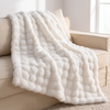 Faux Fur Throw Blanket, Double Layer Faux Fur Blanket, 3 Sizes - White