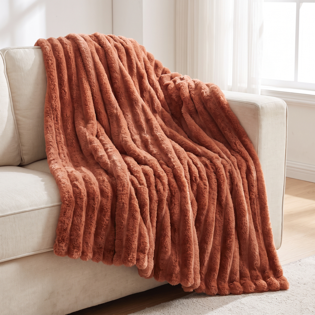 Fleece Throw Blanket, Soft Couch Throw, 9 Colors, Lap to King Size - Brown