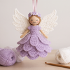 Crochet Angel Ornament Kit, Beginner Christmas Craft Kit, 5 Colors - Purple