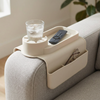 Couch cup holder tray on a sofa arm, White