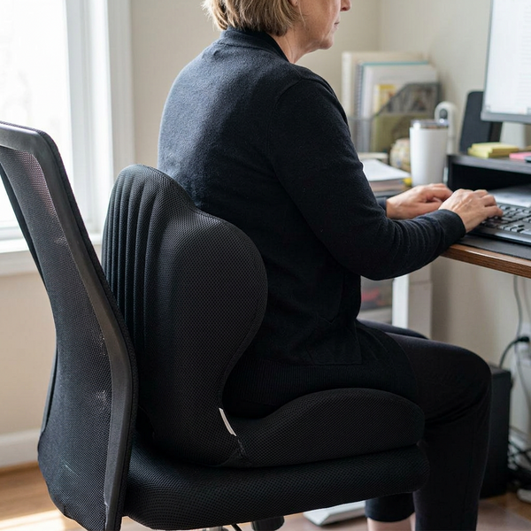 Memory foam seat cushion and back support on a chair, Black