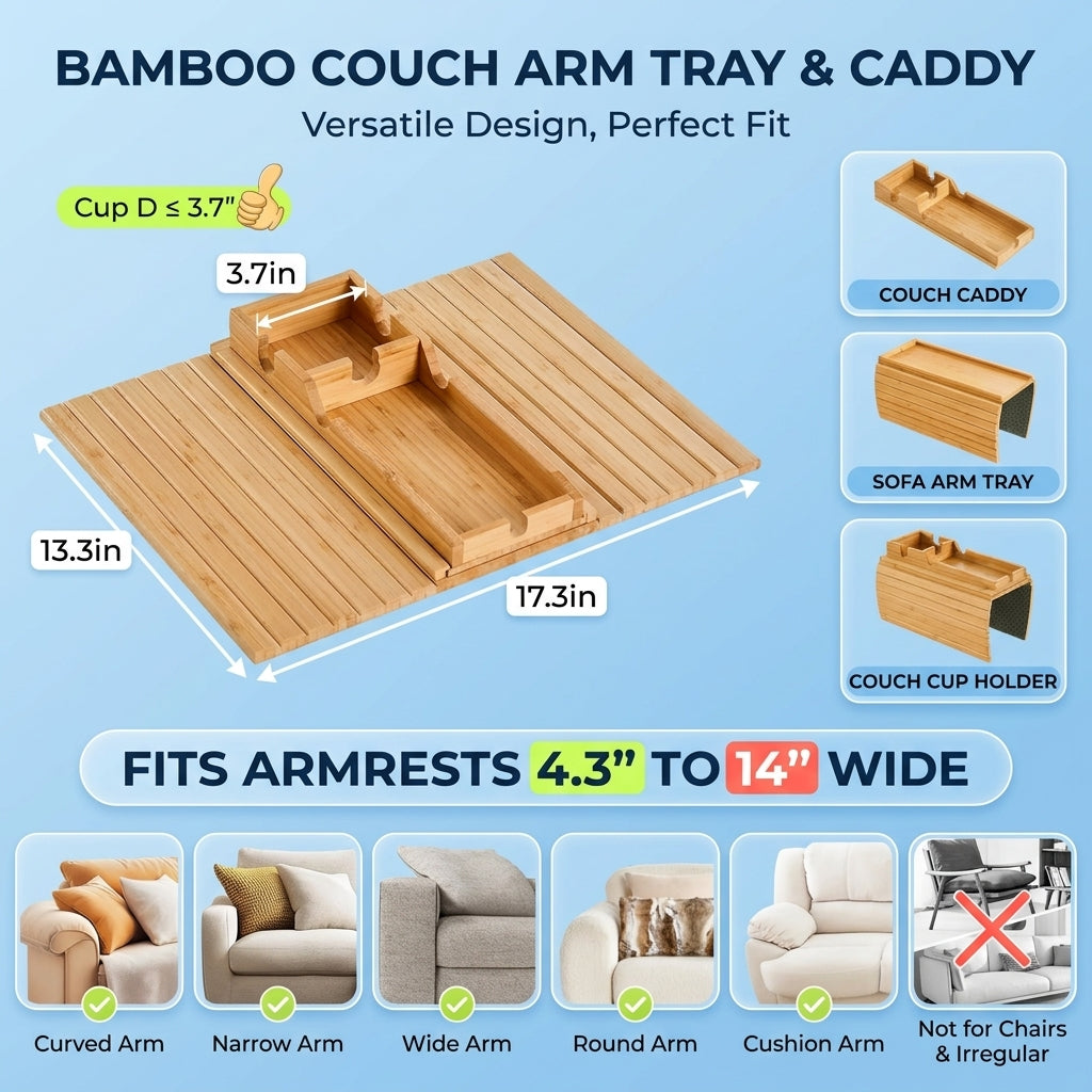 Sofa arm tray on a sofa arm, Sofa Armrest Tray - photo 4
