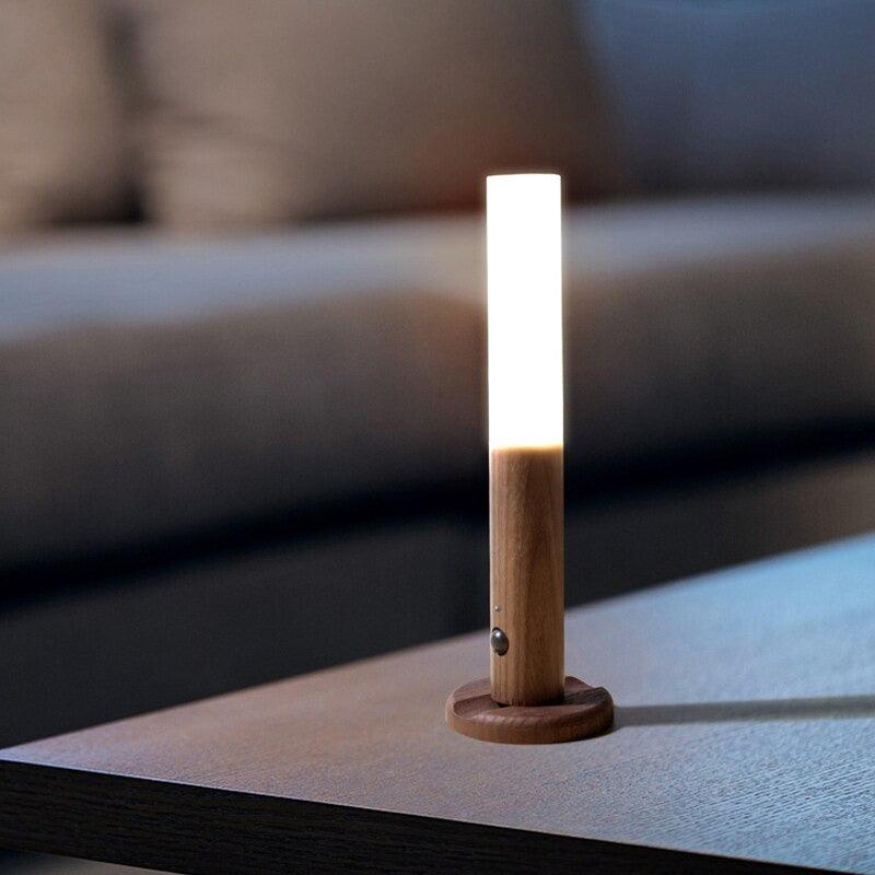 Wood wall sconce with motion sensor, rechargeable, product photo 5