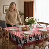 Red plaid rooster tablecloth with lace edge 3