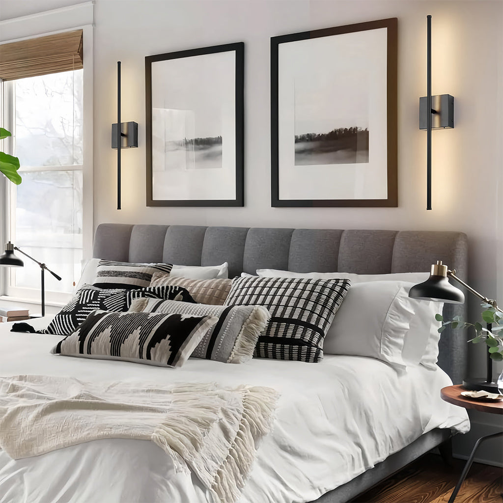 Battery operated wall sconces set of 2, linear LED, product photo 2