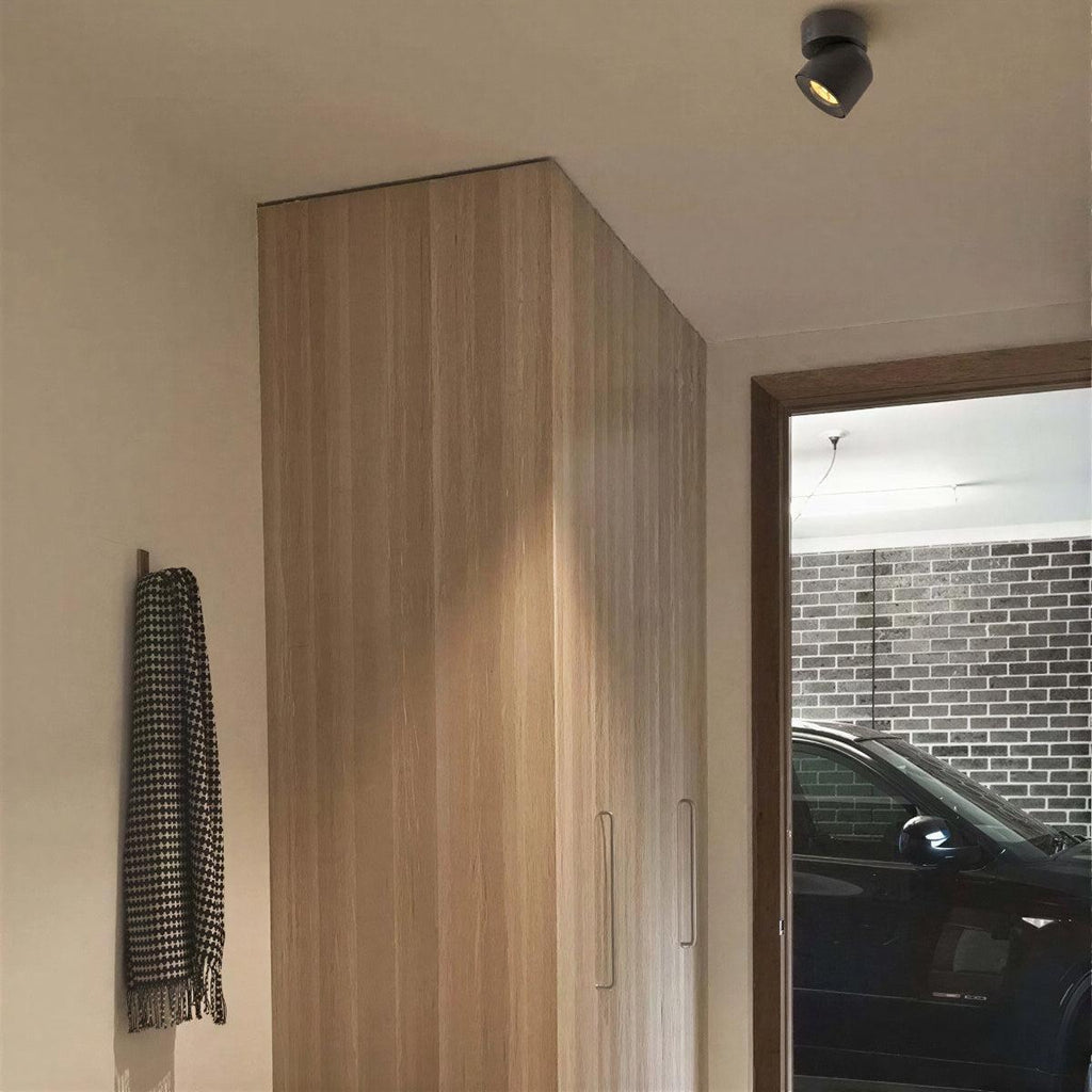 Row of ceiling spotlights over a kitchen counter