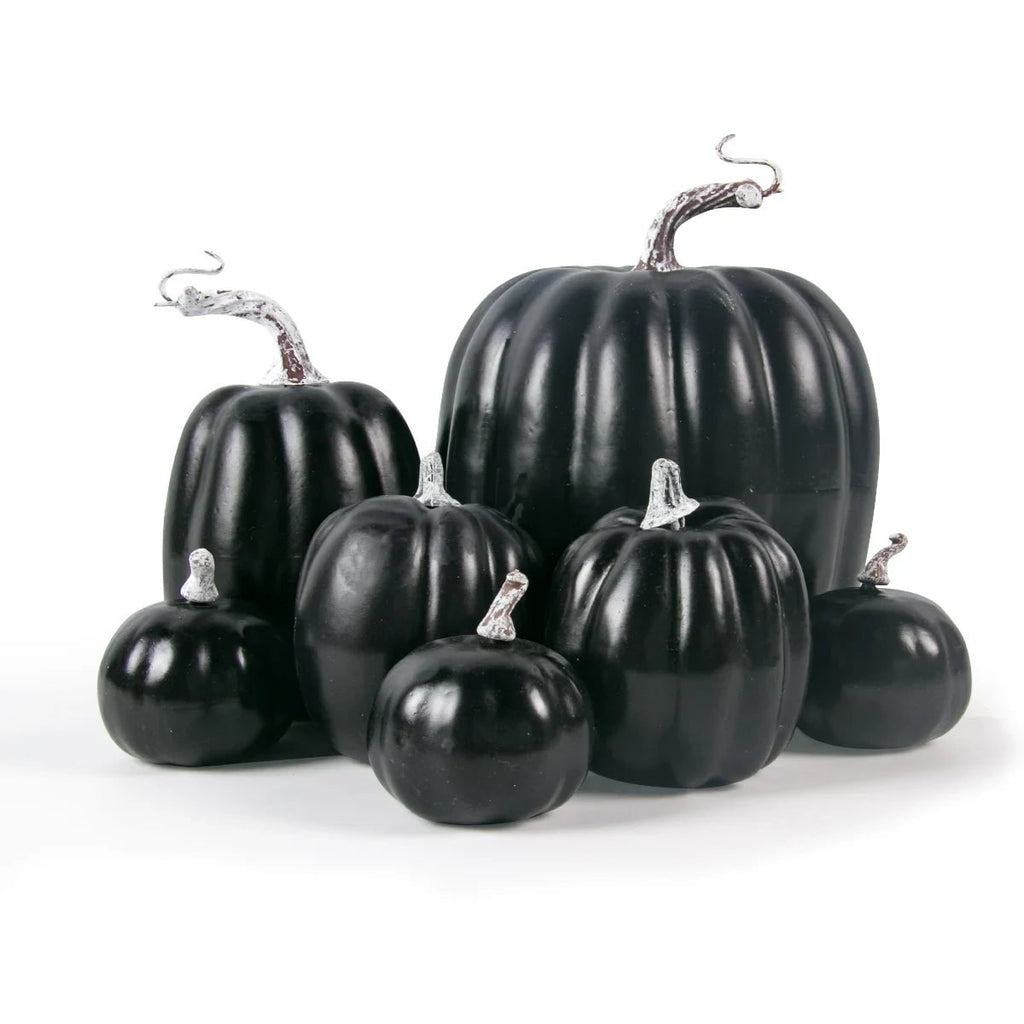 Black decorative foam pumpkin set for gothic Halloween decor