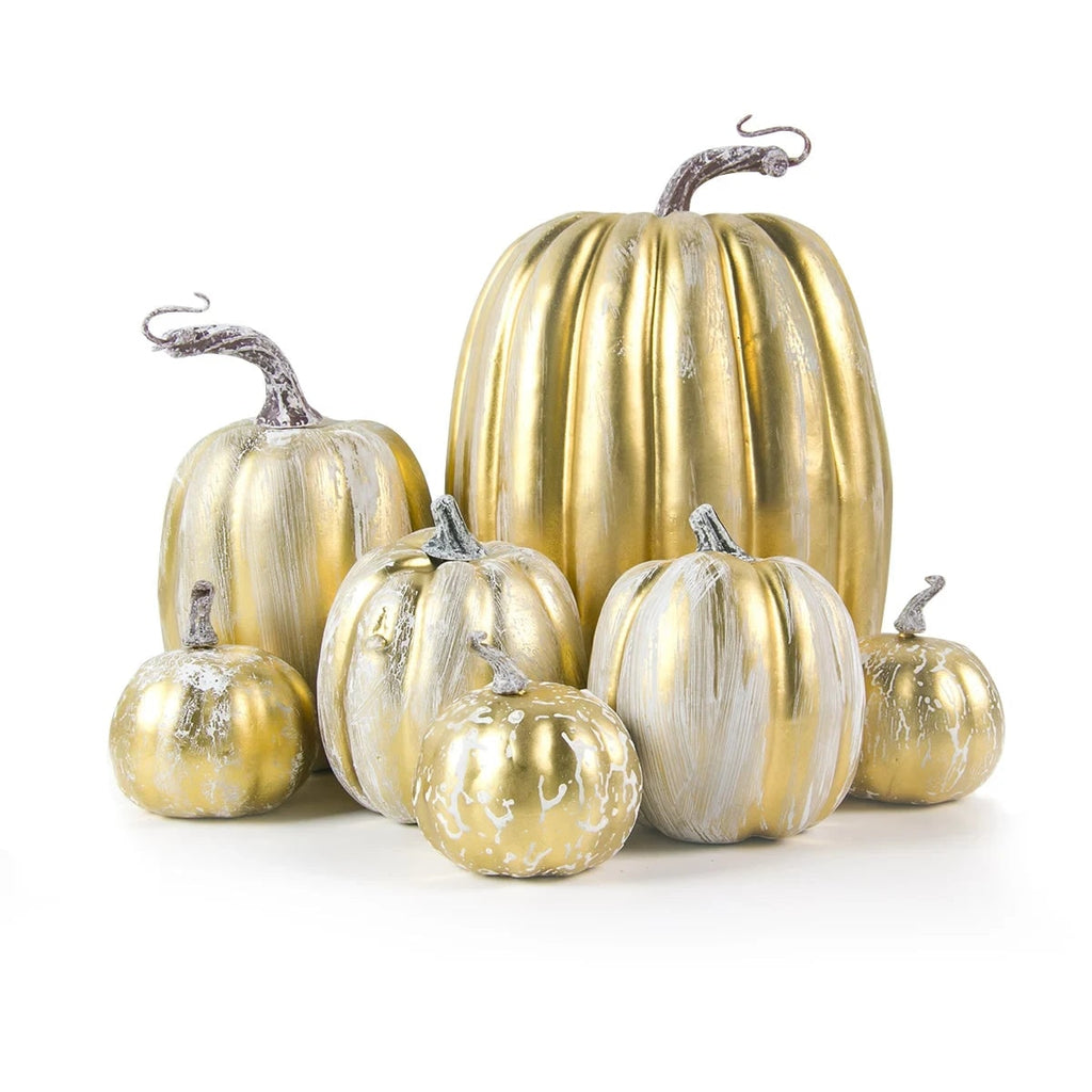 Gold decorative foam pumpkin set for fall and Halloween decor