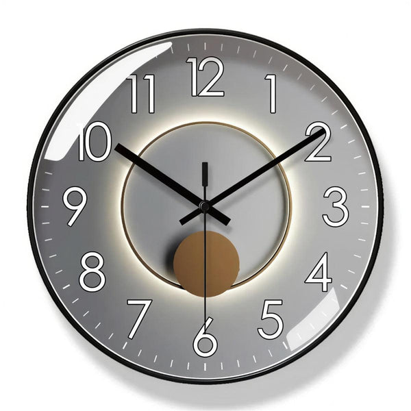 Nordic wall clock with black frame and grey face