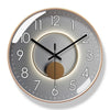 Nordic wall clock with gold frame and grey face