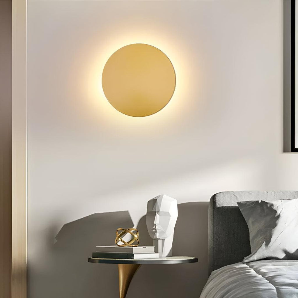 Round LED wall light detail showing slim depth