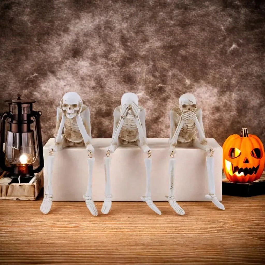 Bone white skeleton figurine for autumn shelf styling