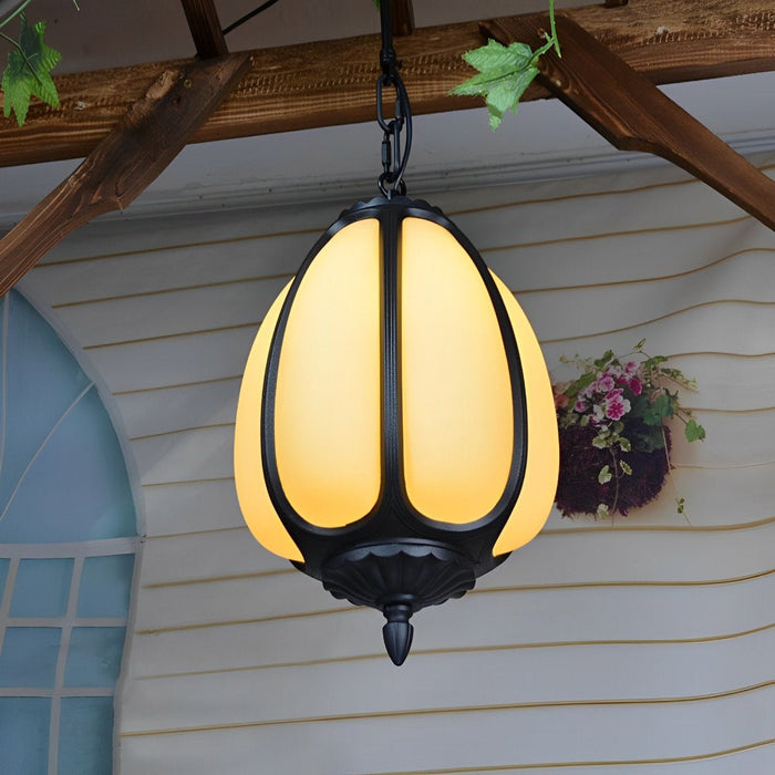 Outdoor Pumpkin Lantern, Waterproof Hanging Porch Light, 3 Sizes
