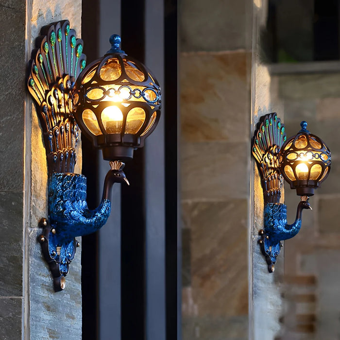 Peacock Wall Light - Retro Aluminum Outdoor Sconce