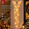 Lighted angel wall decor with starfall glow on a hallway wall