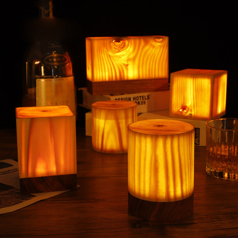 Wooden lamp, cordless wood table lamp, product photo 4