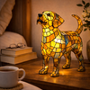 Dog Lamp, Stained Glass Table Lamp, LED Night Light, 10 Dog Breeds