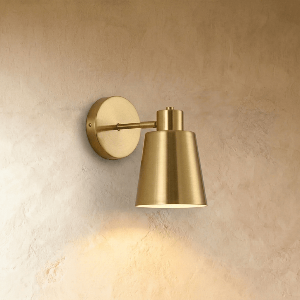 Cordless gold wall sconce with remote, product photo 3