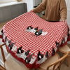 Red plaid rooster tablecloth with lace edge 9