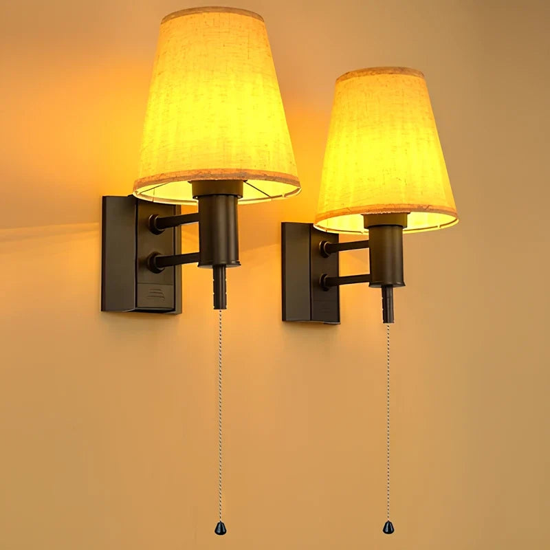 Battery wall lamp with fabric shade, product photo 5