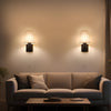 Battery wall lamp with fabric shade, cordless wall sconce